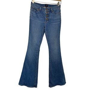J.Crew Womens Full Length Flare Denim Jeans 4 Button Fly SZ 25 Retro Stretch